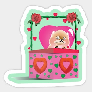 Puppy Pomeranian Valentine Sticker